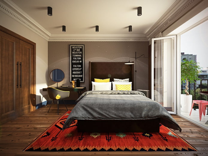 spots on the ceiling in the interior of the bedroom