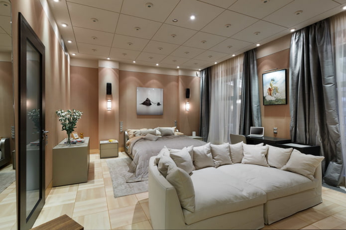 ceiling tiles in the interior of the bedroom