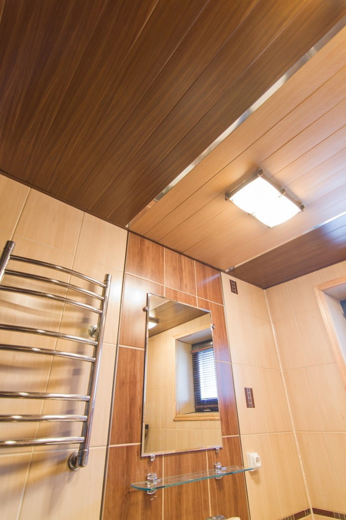 plastic ceiling panels in the bathroom