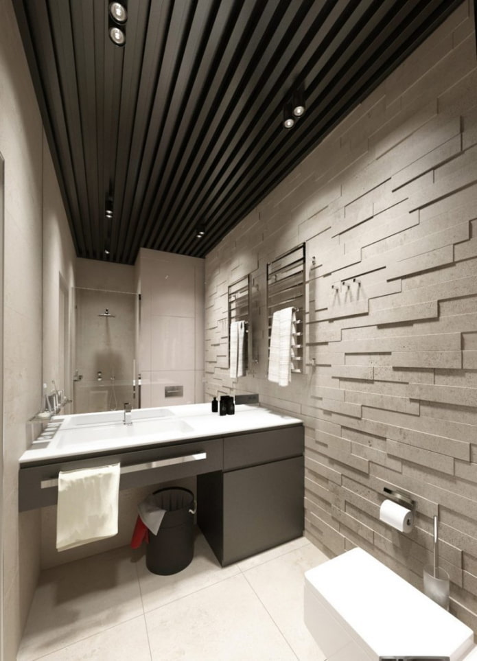 wooden ceiling in the bathroom