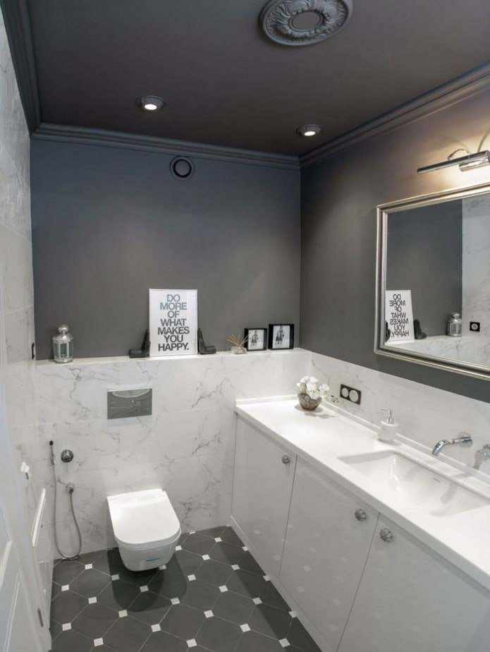 painted ceiling in the bathroom