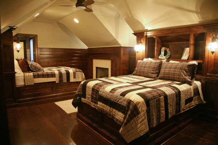 beige ceiling in the attic