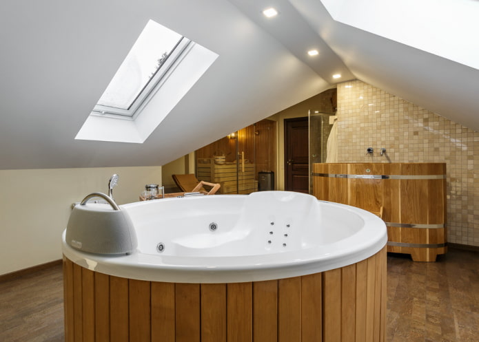 stretch canvas in the bathroom on the attic floor