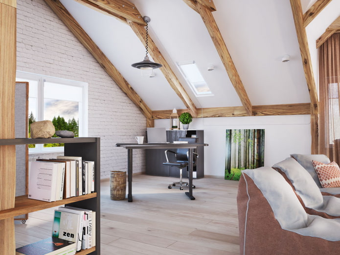 beams on the ceiling in the attic