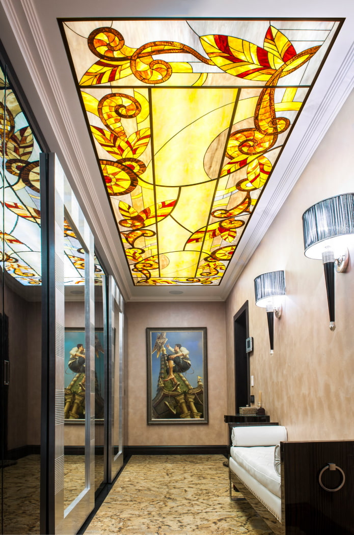 stained glass on the ceiling in the hallway stained glass on the ceiling in the hallway