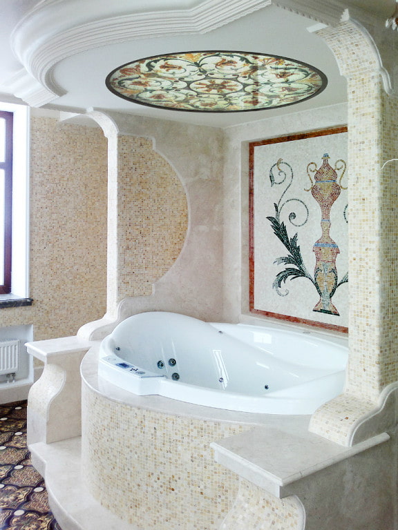 stained glass on the ceiling in the bathroom stained glass on the ceiling in the bathroom