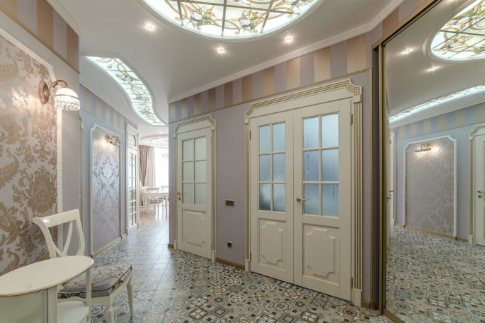 stained glass on the ceiling in the hallway stained glass on the ceiling in the hallway