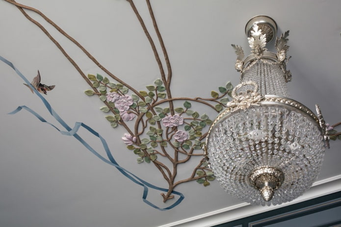 stucco decoration in the form of flowers on the ceiling stucco decoration in the form of flowers on the ceiling