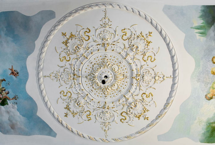 stucco decoration with painting on the ceiling stucco decoration with painting on the ceiling