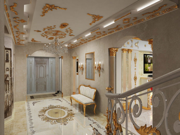 stucco decoration on the ceiling in the hallway stucco decoration on the ceiling in the hallway