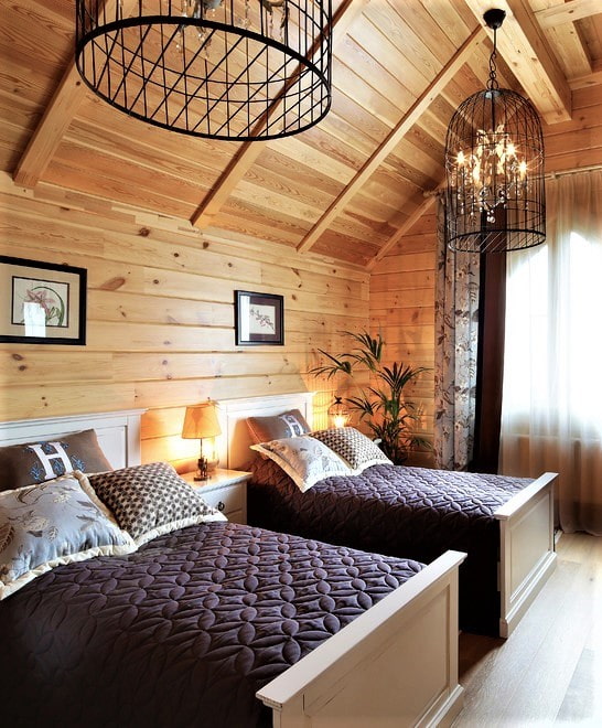 bedroom in a house made of timber bedroom in a house made of timber