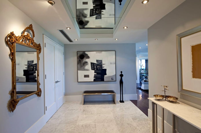 mirrored ceiling surface in the hallway mirrored ceiling surface in the hallway