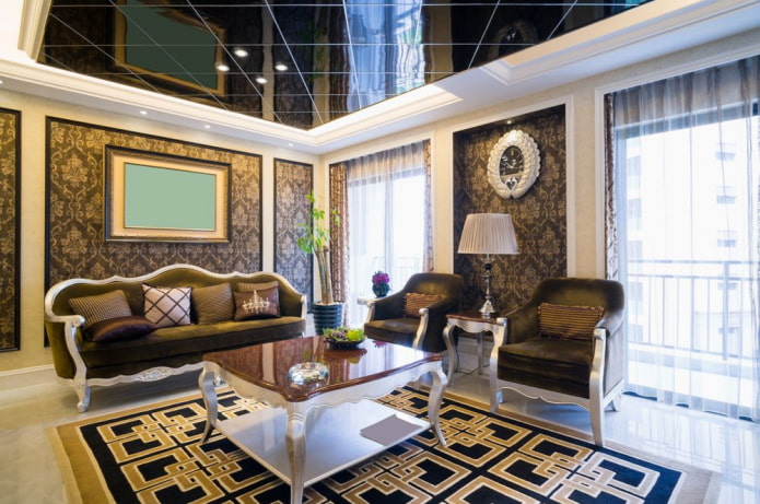 mirrored ceiling structure in the hall mirrored ceiling structure in the hall