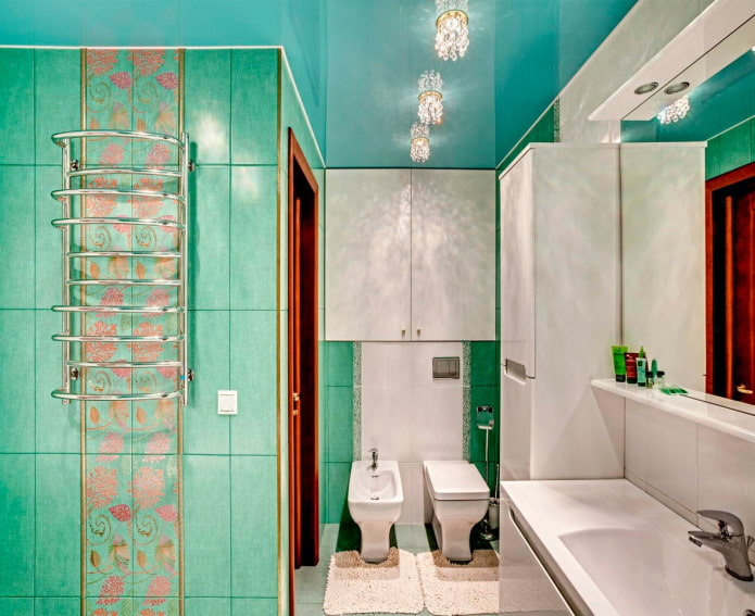 turquoise stretch fabric in the interior