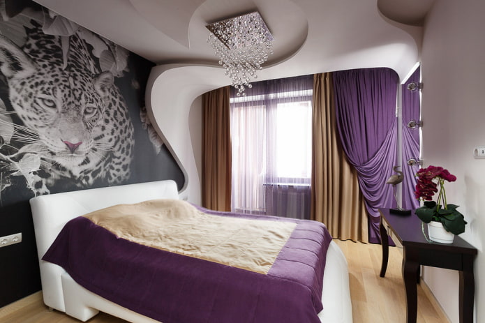 plasterboard ceiling in the interior of the bedroom