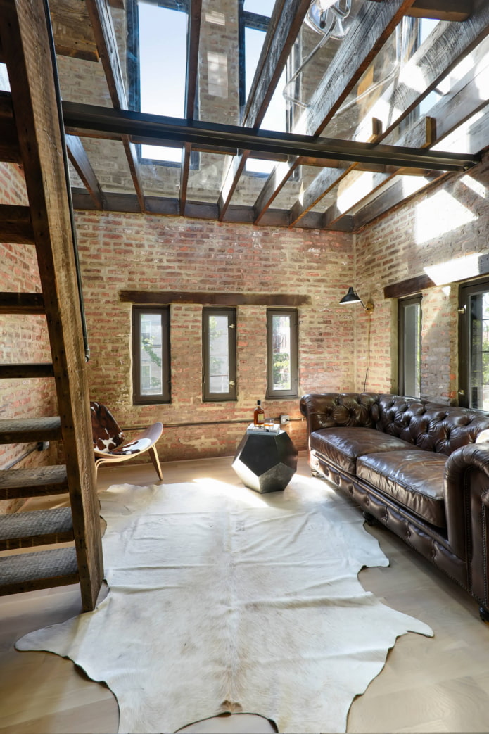 glass ceiling in the interior of the living room