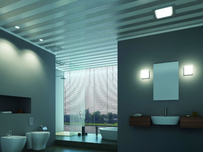 aluminum panels on the ceiling in the interior