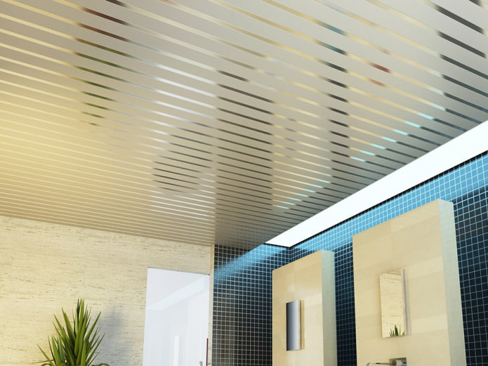 aluminum panels on the ceiling in the interior