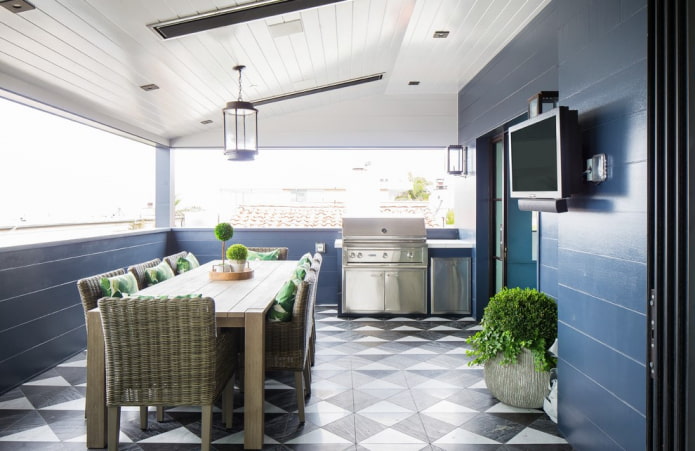plastic panels on the ceiling in the kitchen