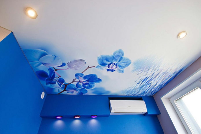 ceiling with photo printing in the form of an orchid ceiling with photo printing in the form of an orchid