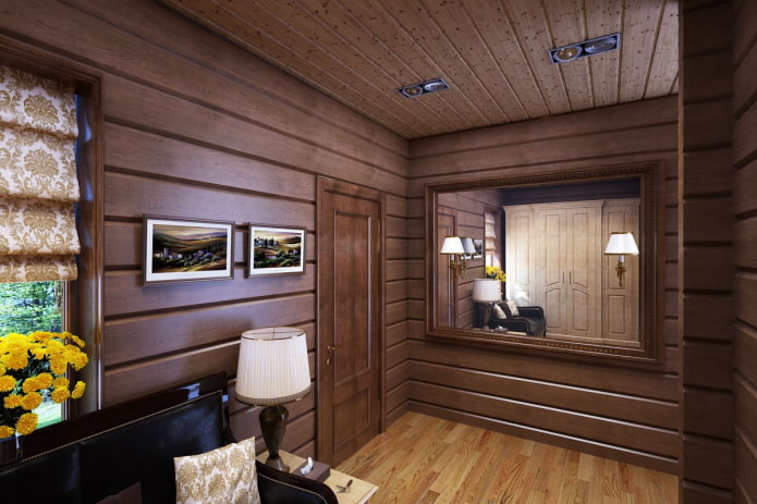 wooden walls in the interior of the corridor wooden walls in the interior of the corridor