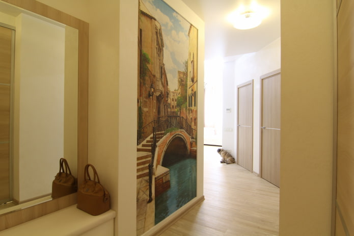 panels on the wall in the interior of the corridor panels on the wall in the interior of the corridor