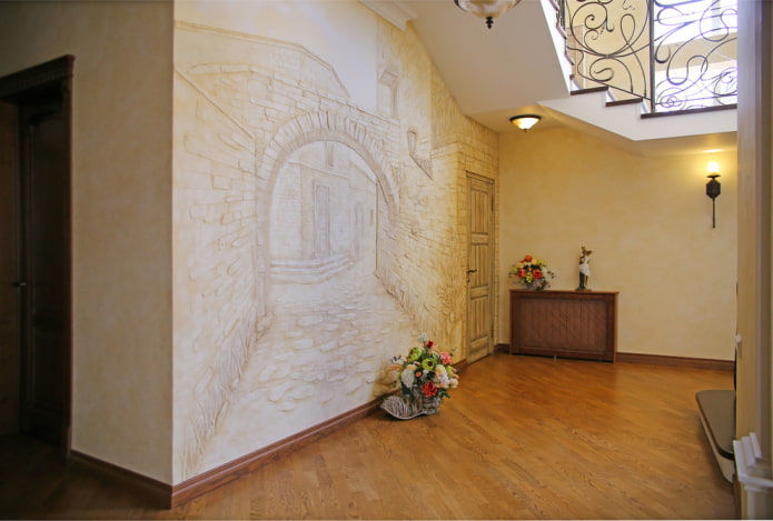 bas-relief on the wall in the hallway bas-relief on the wall in the hallway