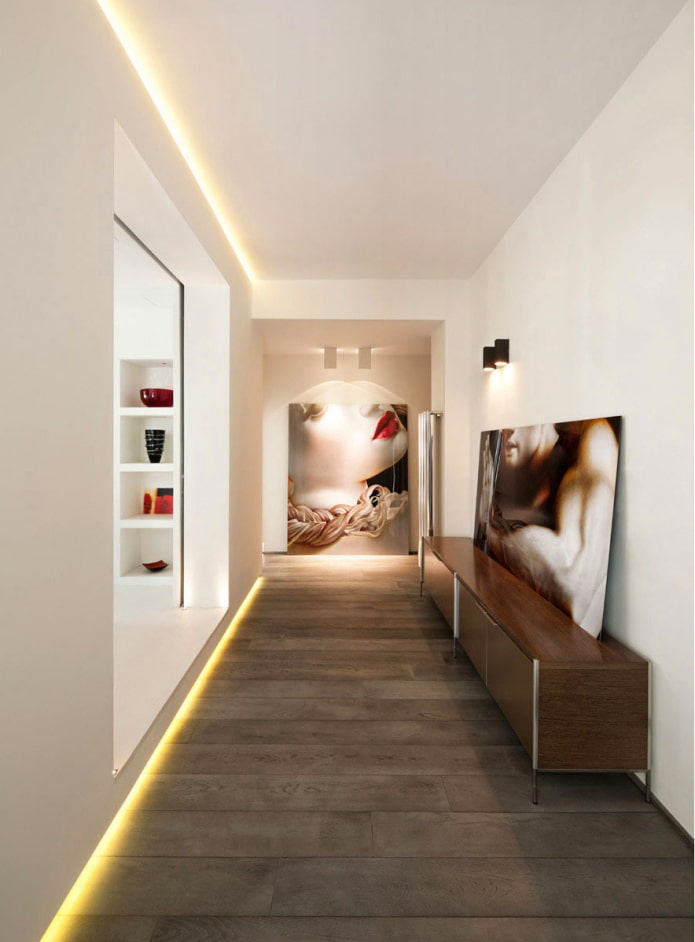 illuminated walls in the interior of the corridor illuminated walls in the interior of the corridor