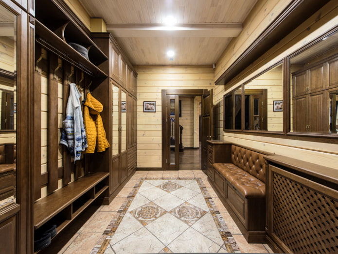 wooden walls in the interior of the corridor wooden walls in the interior of the corridor