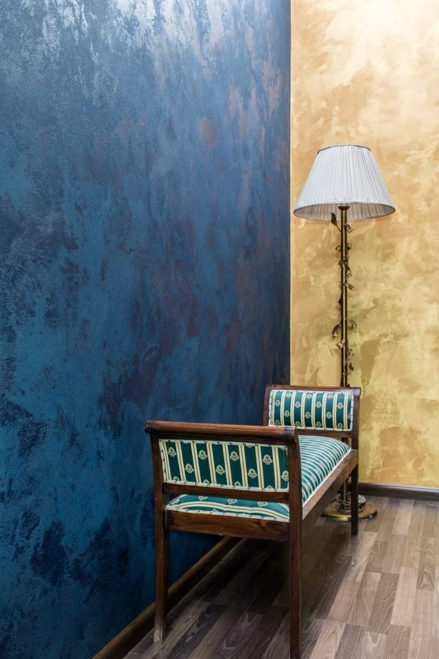 blue venetian decorative plaster