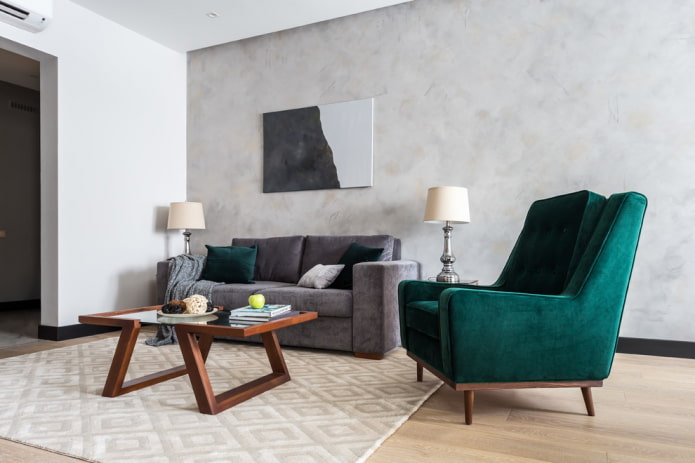 Venetian decorative plaster in the living room