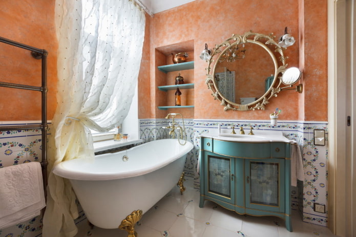 plaster in combination with tiles in the bathroom interior plaster in combination with tiles in the bathroom interior