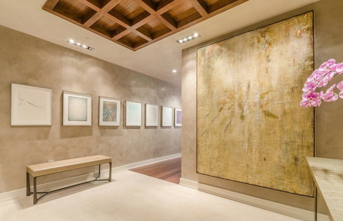 beige plaster in the interior of the hallway