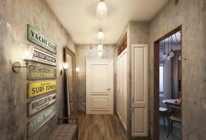 plaster in the hallway in the loft style