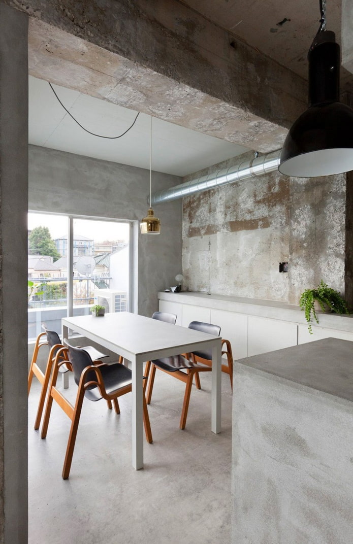 concrete finish in the kitchen
