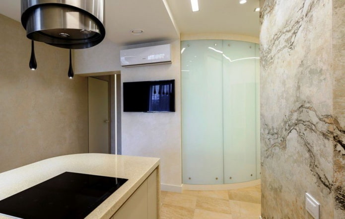 stone plaster in the kitchen