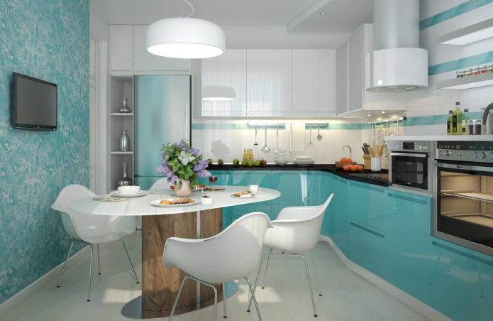 colored plaster in the kitchen