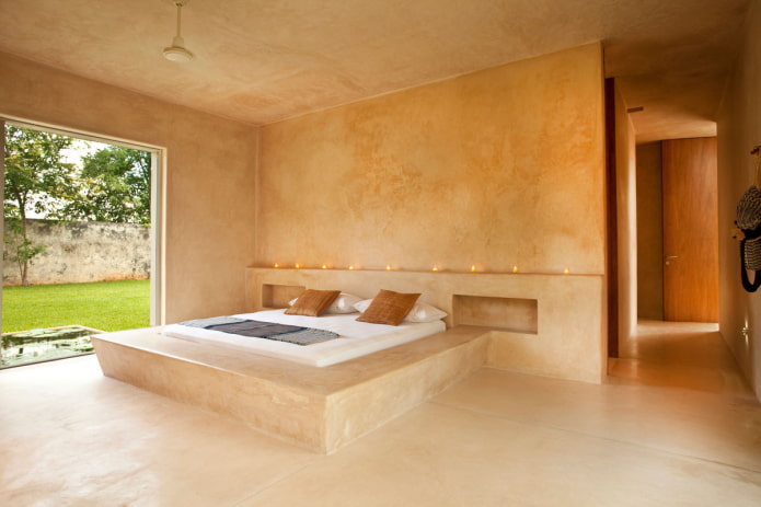 structural plaster in the bedroom interior structural plaster in the bedroom interior