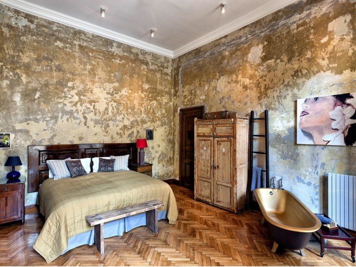 antique plaster in the interior of the bedroom antique plaster in the interior of the bedroom