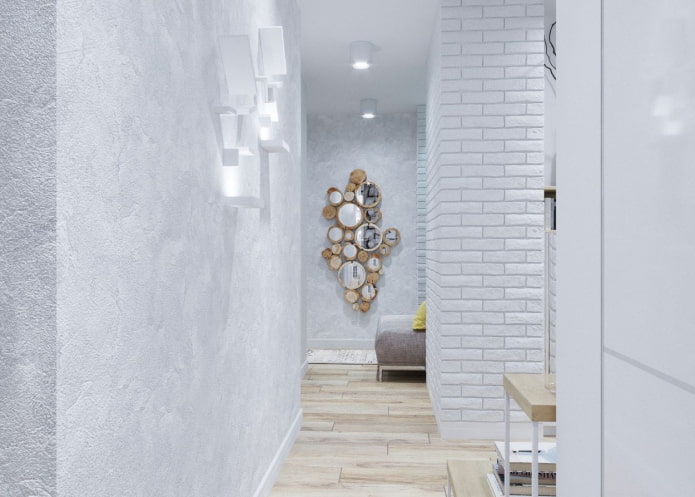 white plaster in the interior of the hallway white plaster in the interior of the hallway