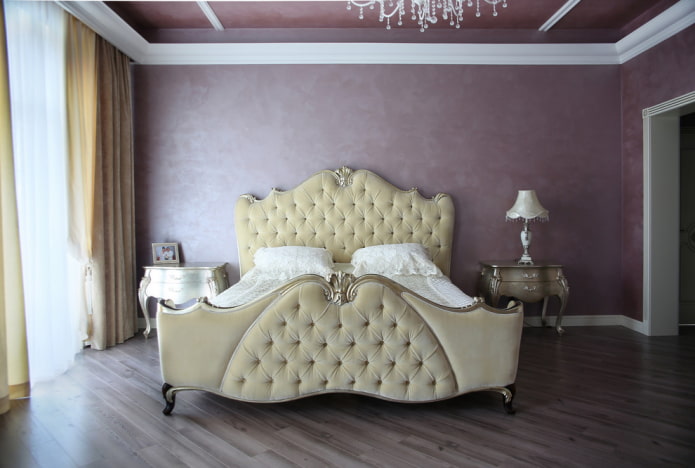 purple plaster in the interior of the bedroom purple plaster in the interior of the bedroom