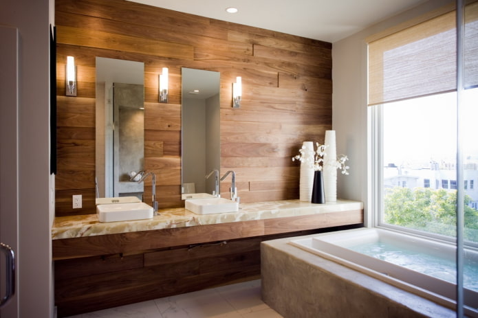 laminate on the wall in the bathroom interior laminate on the wall in the bathroom interior