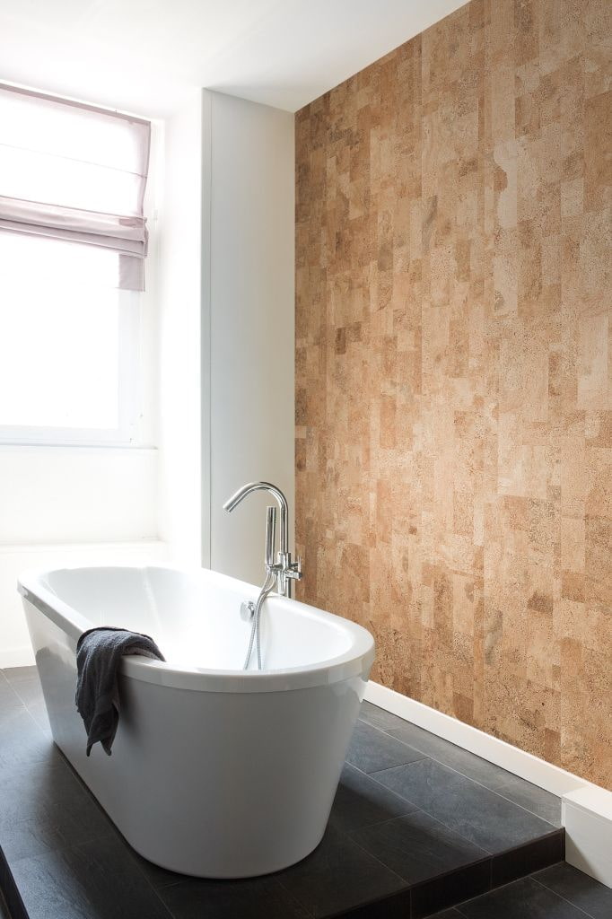 cork covering on the wall in the bathroom interior cork covering on the wall in the bathroom interior