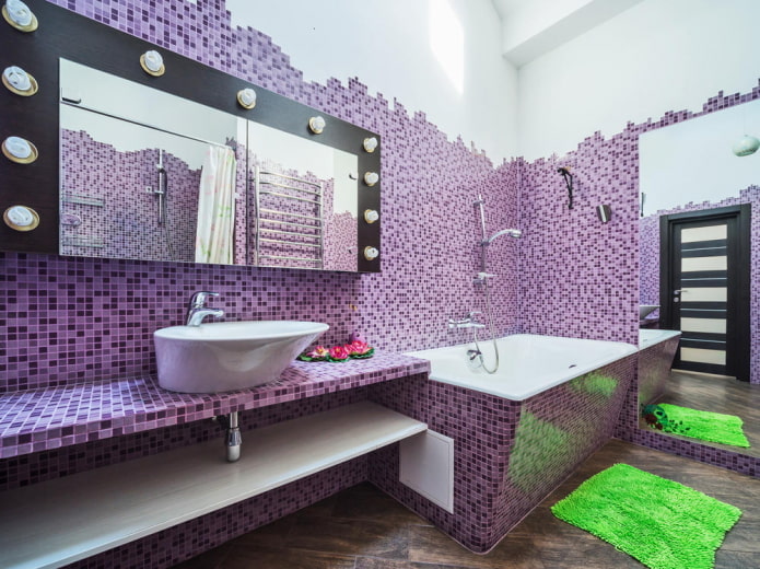 lilac walls in the interior of the bathroom lilac walls in the interior of the bathroom