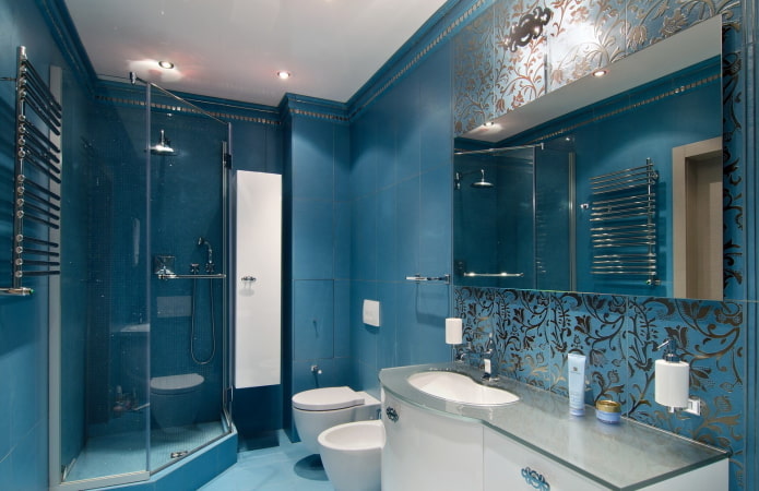 blue walls in the bathroom interior blue walls in the bathroom interior