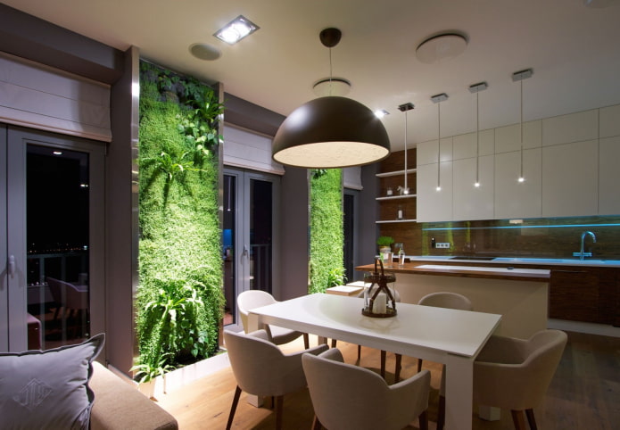 living wall in the interior of the kitchen living wall in the interior of the kitchen