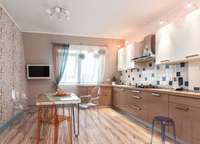 beige walls in the interior of the kitchen