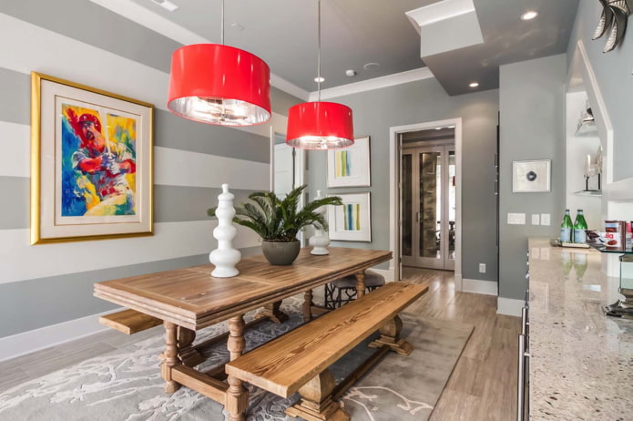 gray walls in the interior of the kitchen