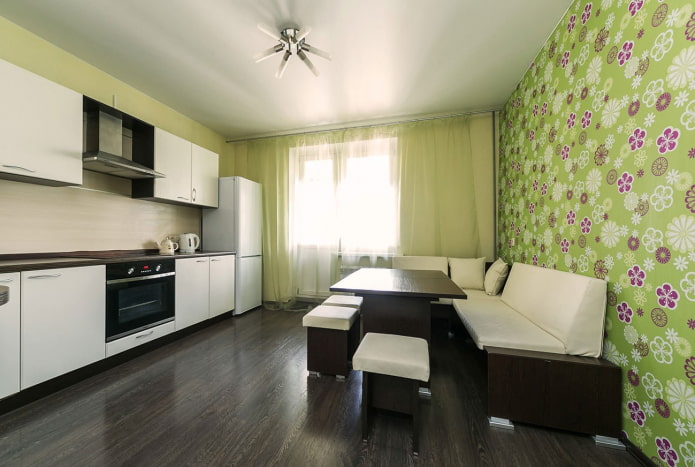 light green walls in the kitchen