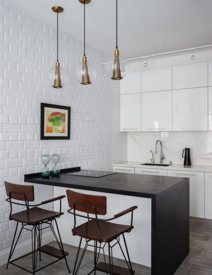 imitation of a brick wall in the kitchen imitation of a brick wall in the kitchen